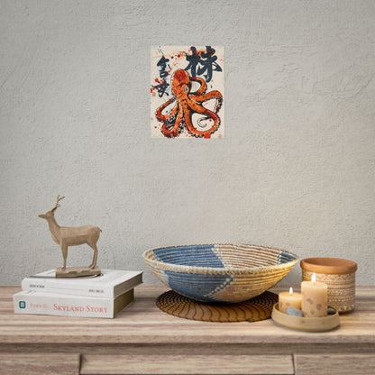 Traditional Japanese Octopus Art: Ukiyo-e Style Mural - Poster