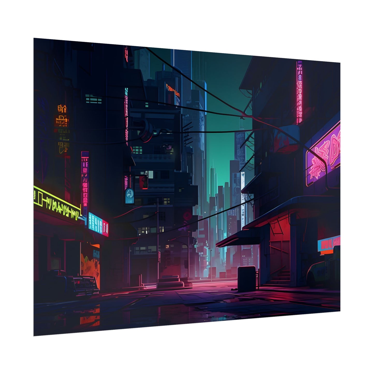 Nightfall in Neo-City: A Melancholic Cyberpunk Scene - Poster
