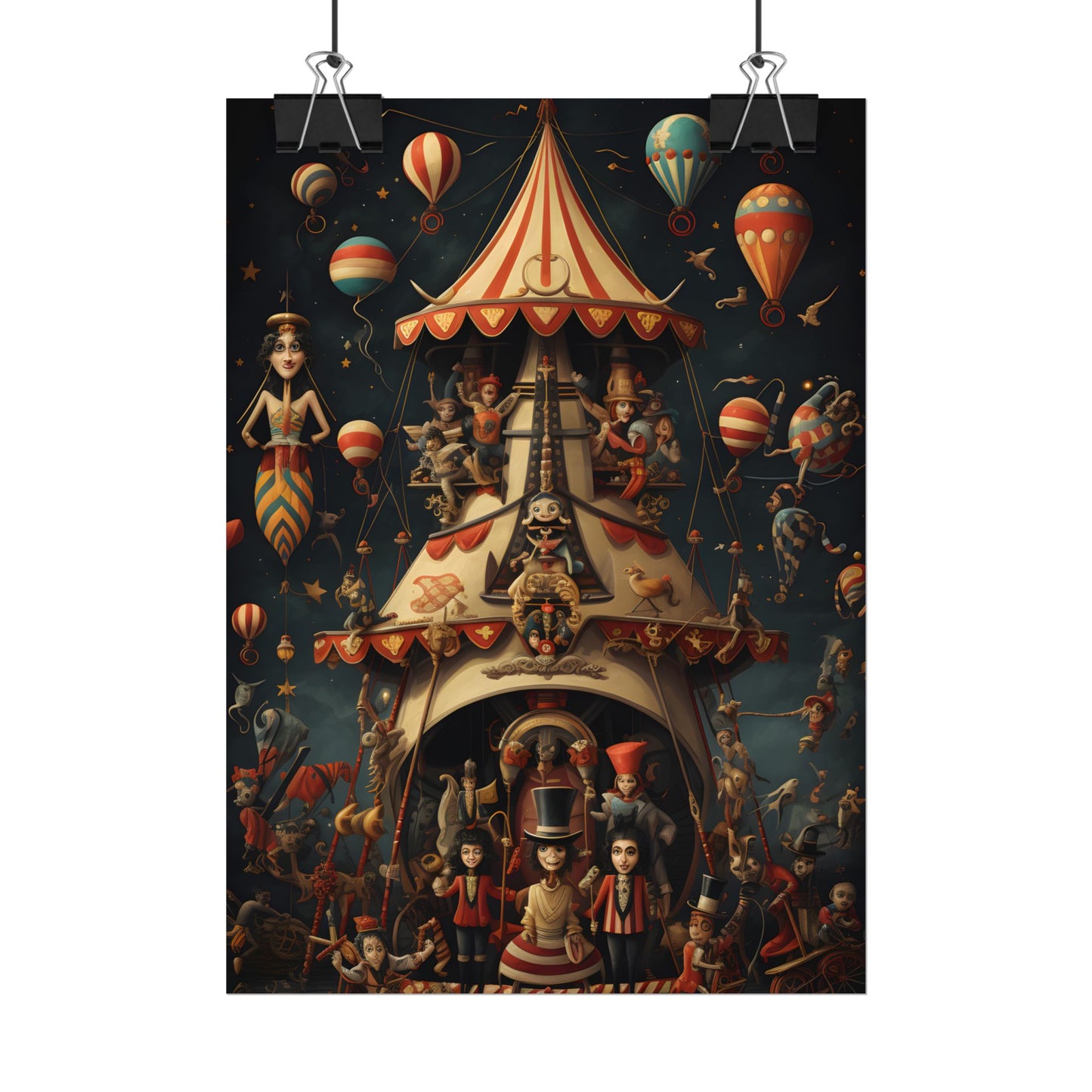 Whimsical Clockwork Circus: Fantastical Artwork in Vibrant Colors - Poster