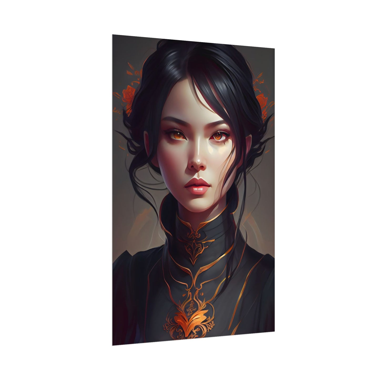 Realistic Female Portrait in Elegant Dress - Poster
