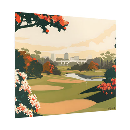 Retro Golf Illustration: Classic Course Art - Poster