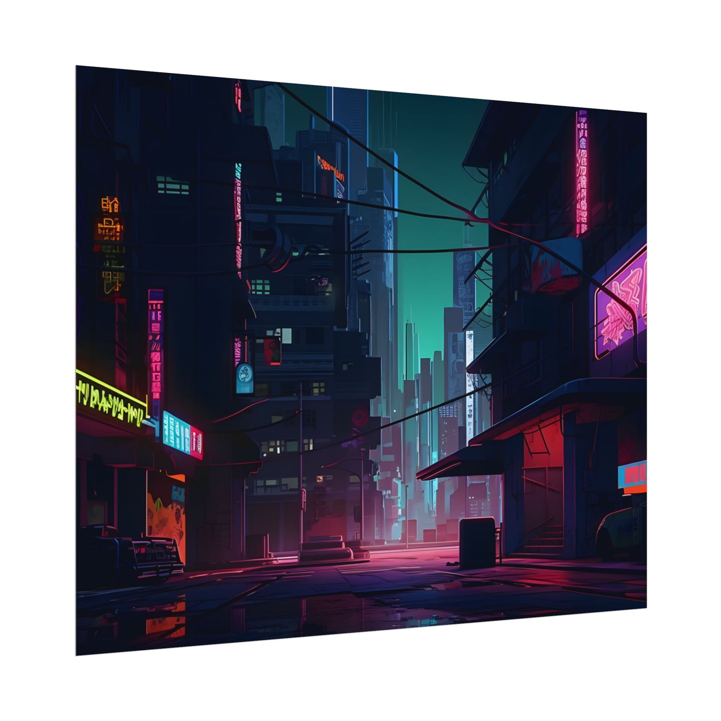 Nightfall in Neo-City: A Melancholic Cyberpunk Scene - Poster