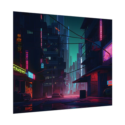 Nightfall in Neo-City: A Melancholic Cyberpunk Scene - Poster