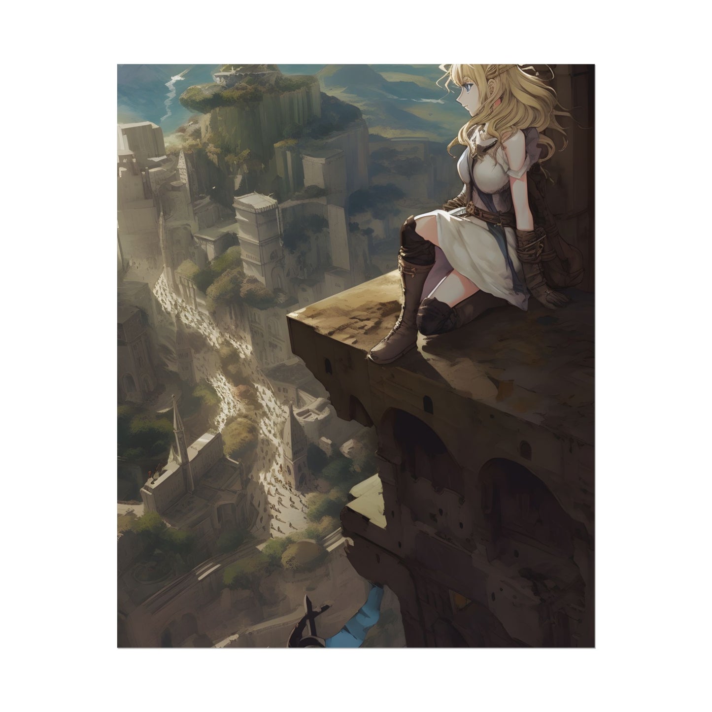 Dramatic Anime Female Portrait: Exclusive Artwork - Poster