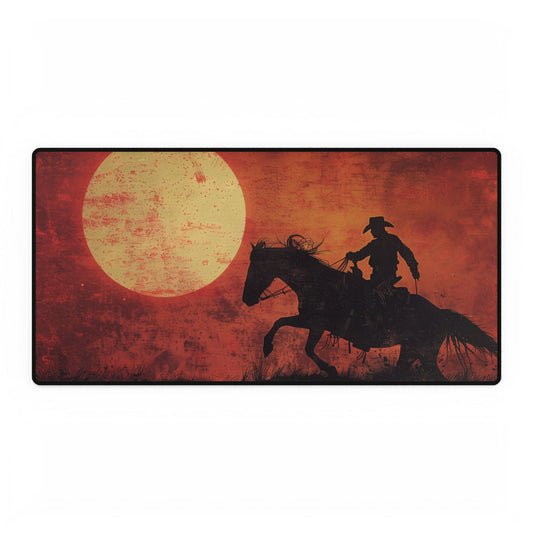 Rodeo Cowboy in Action: Vintage Bronco Ride - Desk Mat
