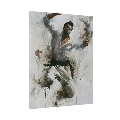 Watercolor Artwork: Man Dancing in Dynamic Movement - Poster