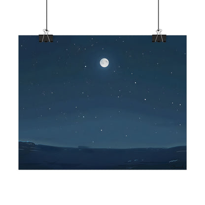 Starry Night Sky: Minimalist Beauty in Blue - Poster