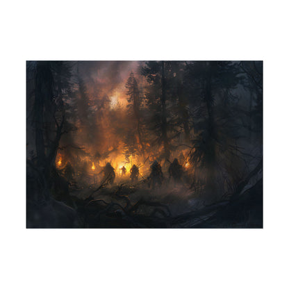 Tranquil Forest Sunset: People Connecting with Nature - Poster