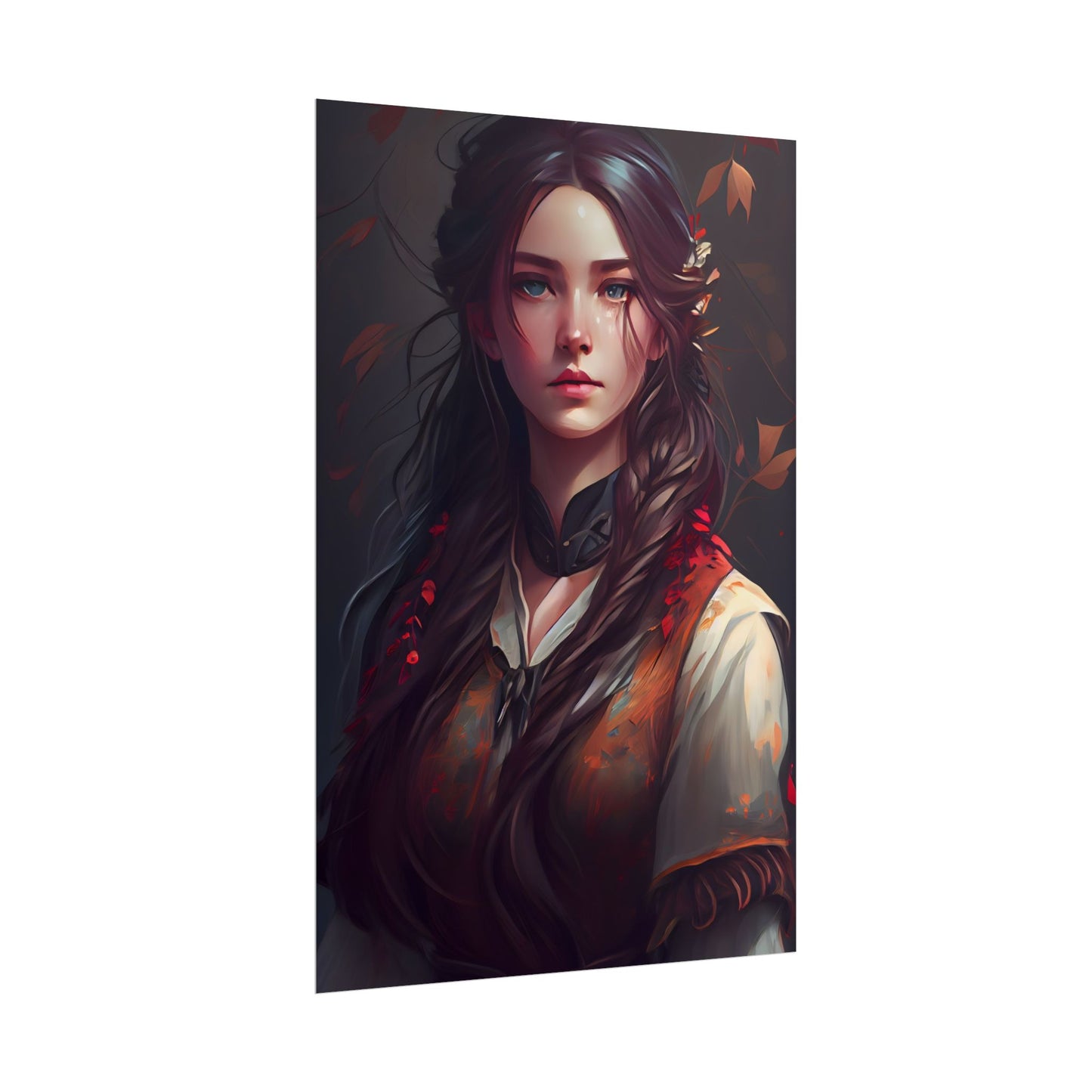 Vibrant Portrait: Brown Hair, Green Eyes Artwork - Poster