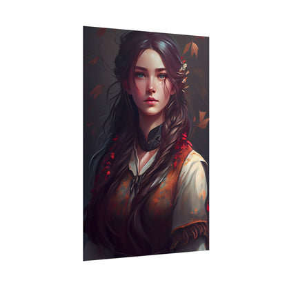 Vibrant Portrait: Brown Hair, Green Eyes Artwork - Poster