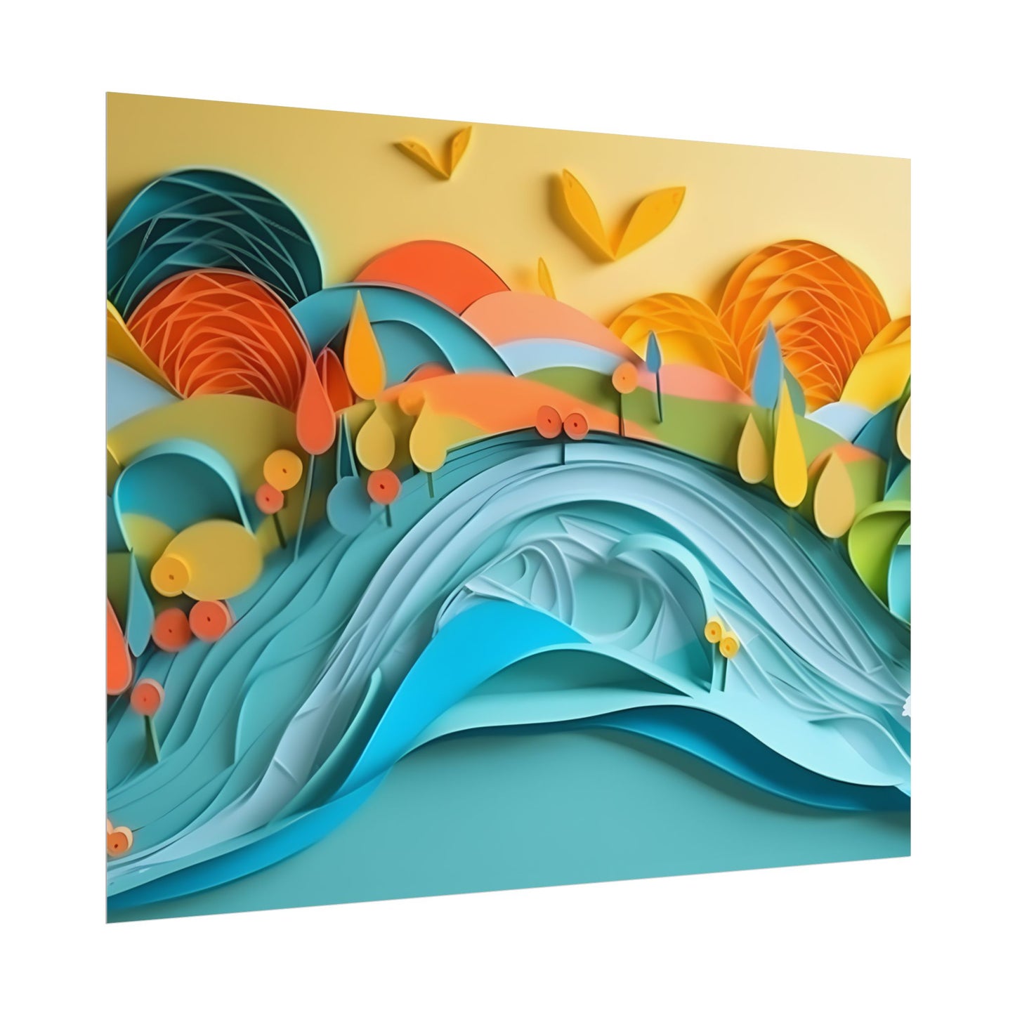 Magical Peaceful Beach: Paper Quilled Serenity - Poster