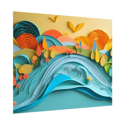 Magical Peaceful Beach: Paper Quilled Serenity - Poster