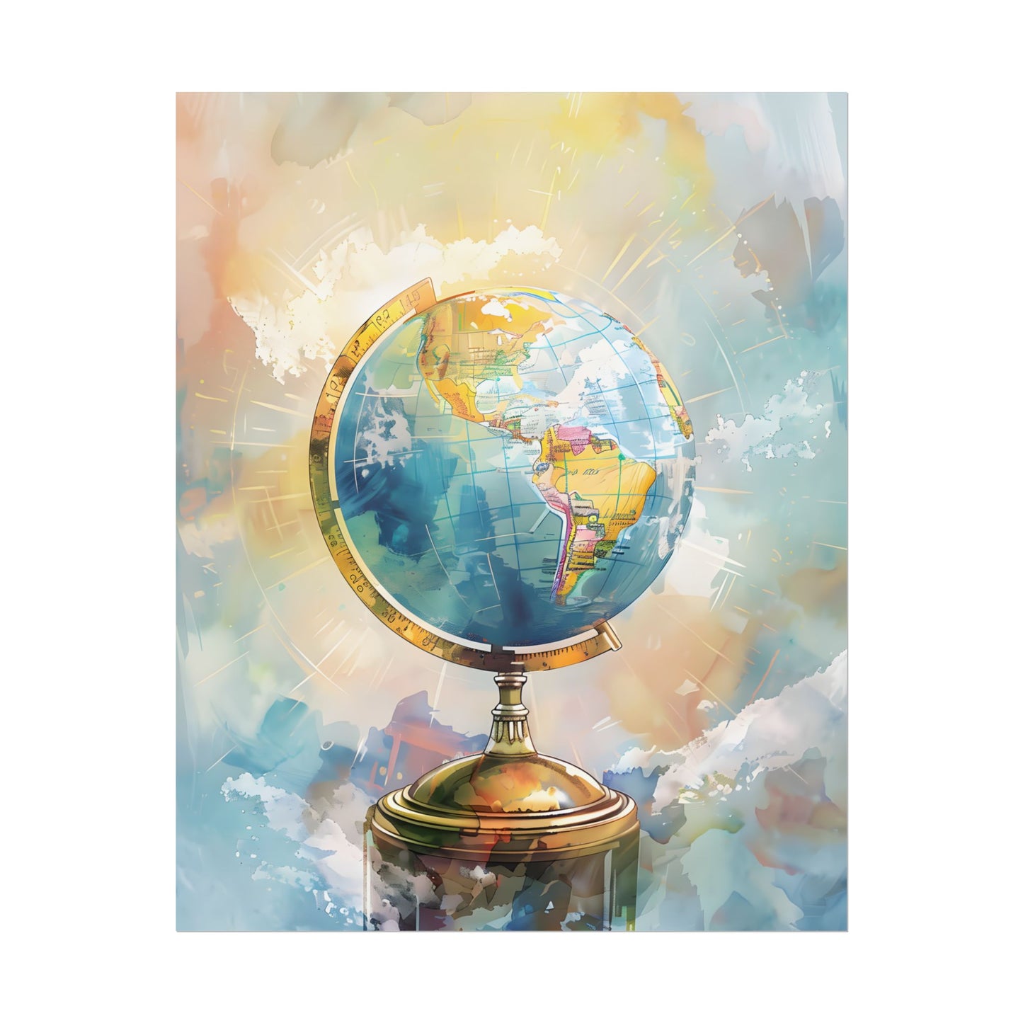 Vintage-Style Globe: World Map with Iconic Features - Poster