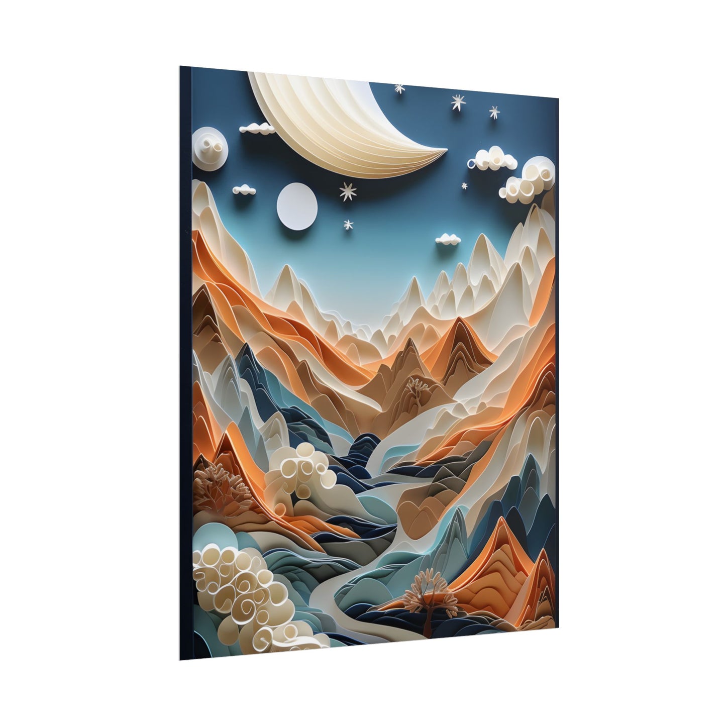 Vibrant European Quilled Landscape: Intricate Paper Art - Poster