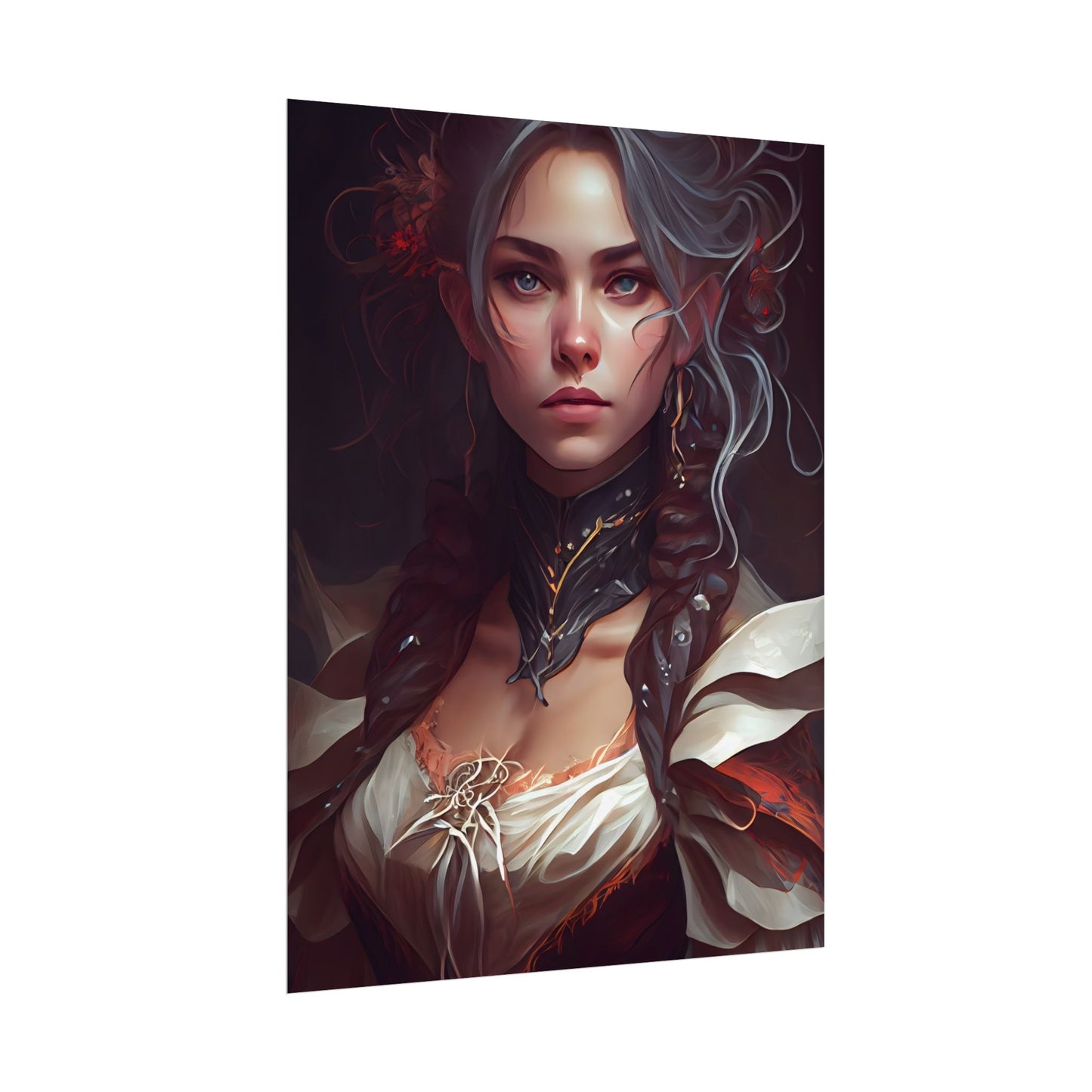 Glamorous Mid-20s Female Portrait: Black Hair Artwork - Poster