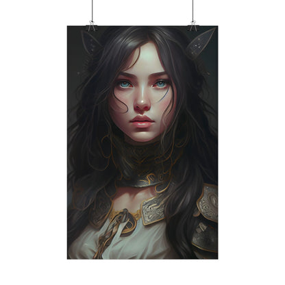 Vibrant Red Portrait: Dynamic Female Artwork - Poster