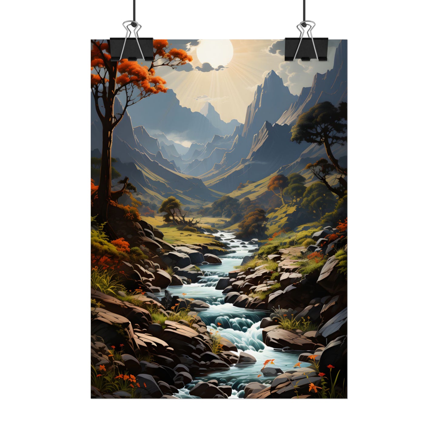 Majestic Waterfall Oil Painting: A Captivating Artwork - Poster