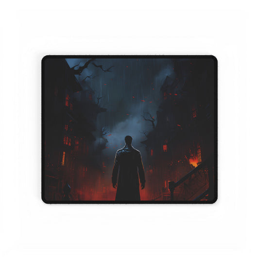 Urban Fantasy Noir: Nighttime Detective Artwork - Desk Mat