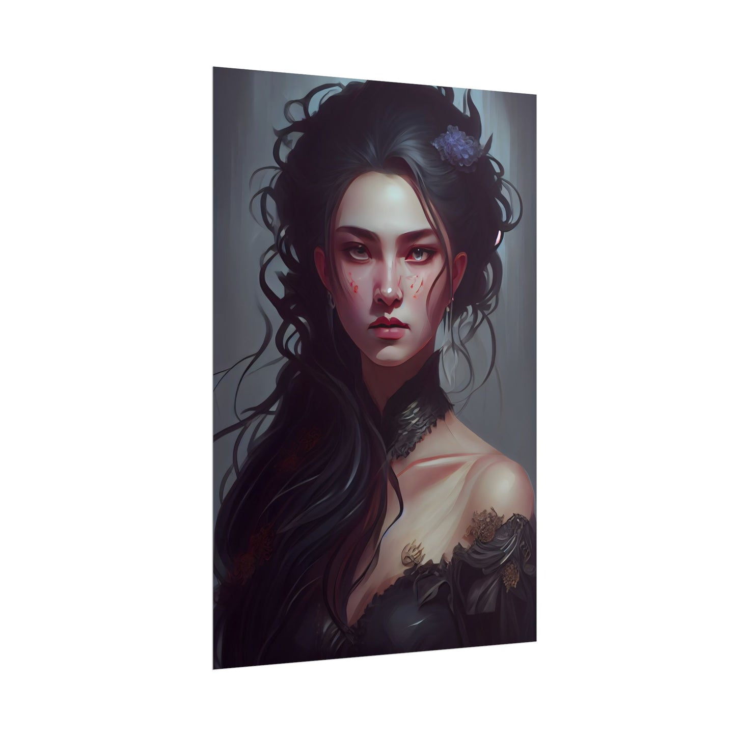 Astonishing Female Portrait: Dr. Black Hair Elegance - Poster