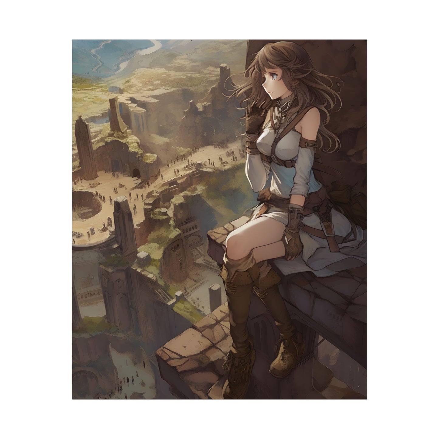 Heroic Bird's Eye View: A Detailed Anime Scene - Poster