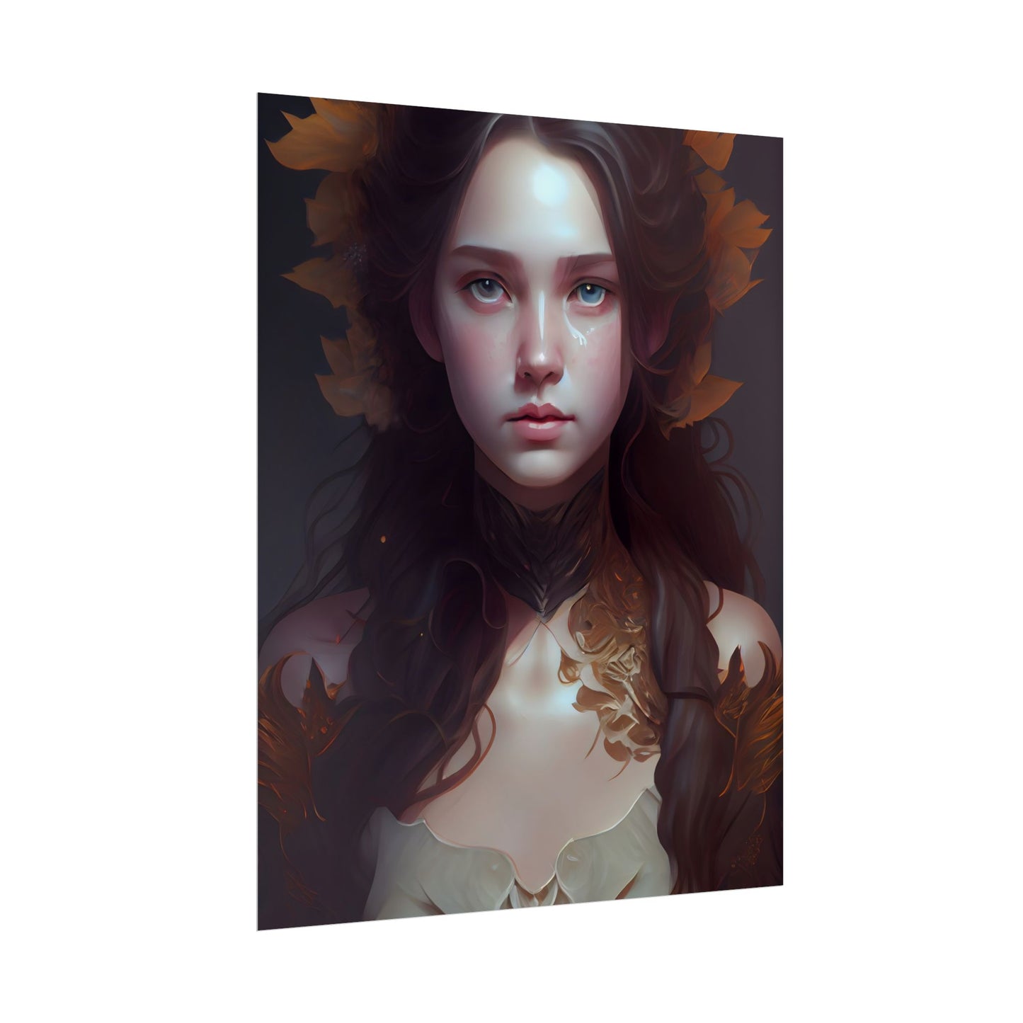 Brown Hair Female Portrait: Artistic Style Digital Art - Poster