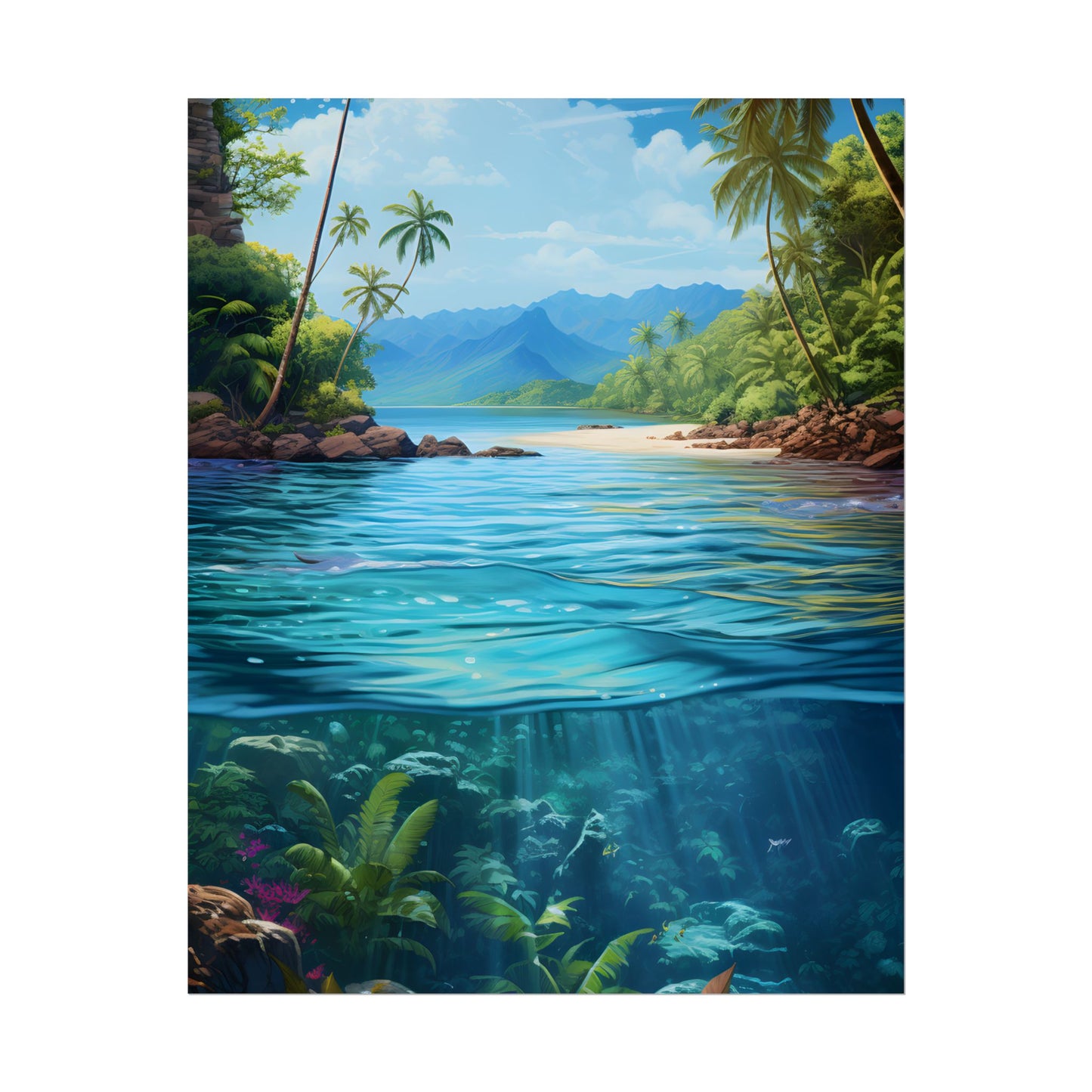 Tropical Island Oasis: Tranquil Tropical Landscape Art - Poster
