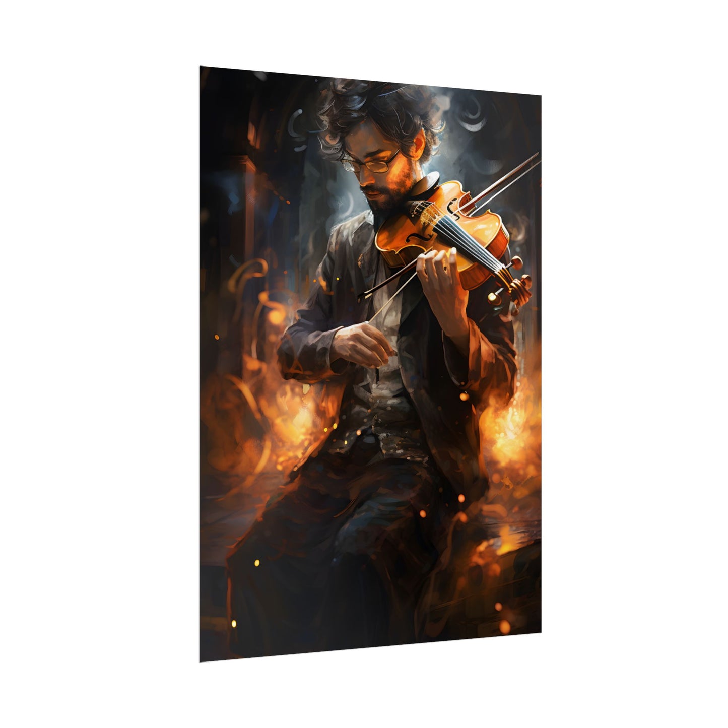 The Mysterious Musician: Close-Up Portrait with Violin - Poster