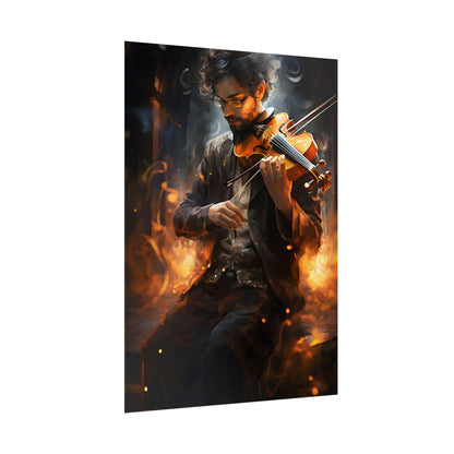 The Mysterious Musician: Close-Up Portrait with Violin - Poster