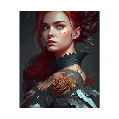 Stunning Redhead in Formal Dress: Elegant Portrait - Poster