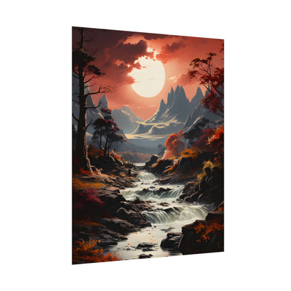 Breathtaking Waterfall Oil Painting: A Realistic Artwork - Poster