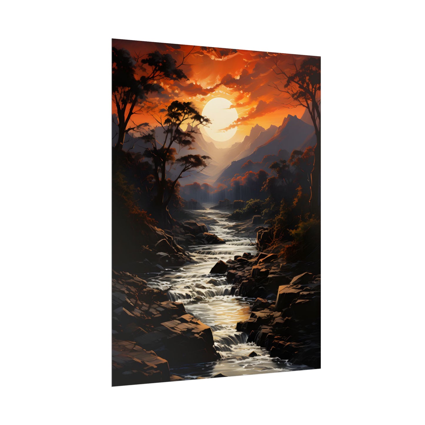Breathtaking Waterfall: Impressionist Oil Painting in Serene Atmosphere - Poster