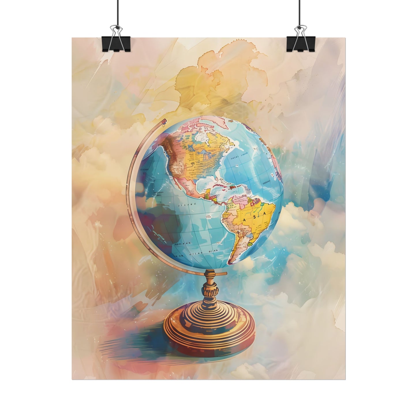 Vintage Globe Adventure: 80 Iconic Landmarks on a Classic Map - Poster