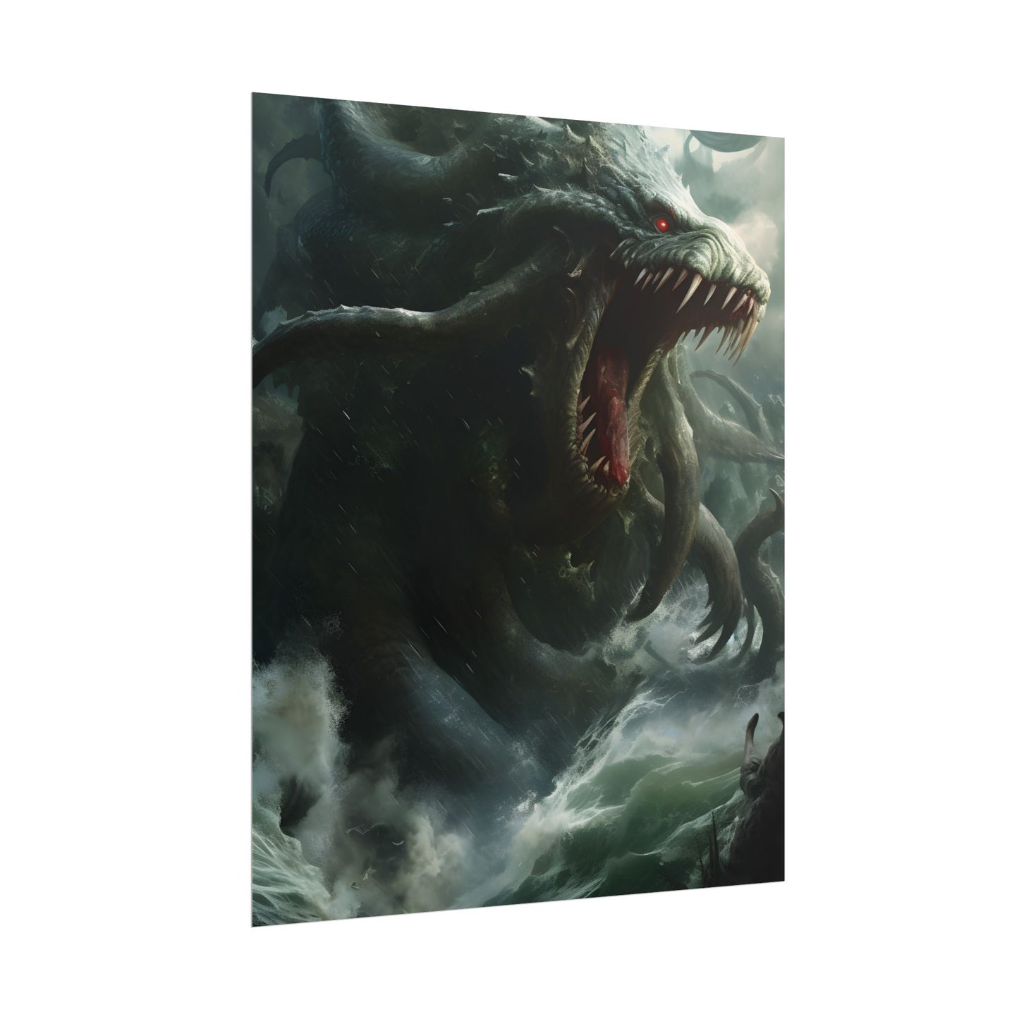 Mythic Ocean Terror: Ancient Sea Monster with Six Tentacles - Poster