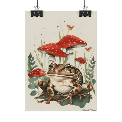 Retro Frog Smile: Colorful Mushroom Friends - Poster