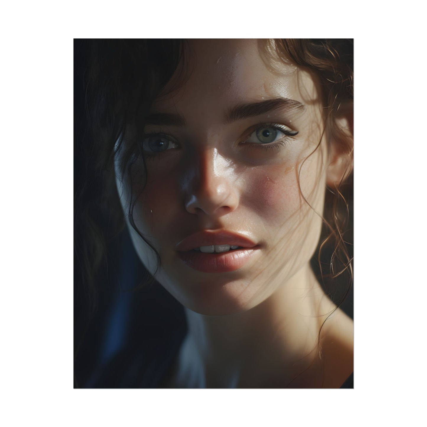 Smiling Portrait of a Woman: Close-Up Art - Poster