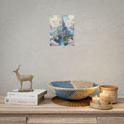 Floating City in Celestial Fantasy Realm: Whimsical Artwork - Poster
