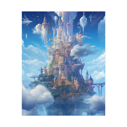 Floating City in Celestial Fantasy Realm: Dreamlike Digital Art - Poster
