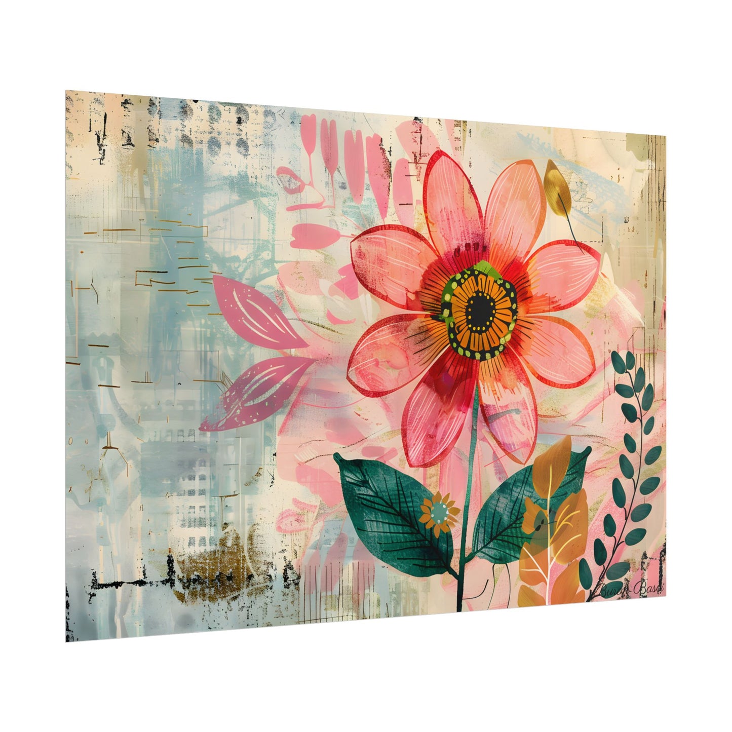 Blooming Growth: Whimsical Flower Art - Poster