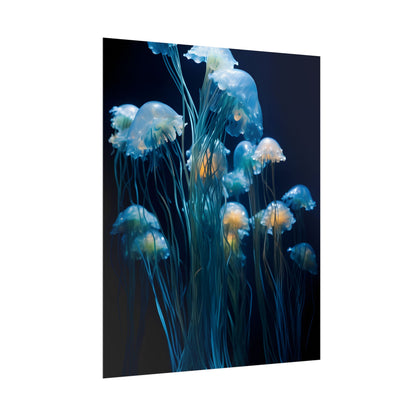 Bioluminescent Oceanic Ballet: Dancer's Magical Night Performance - Poster