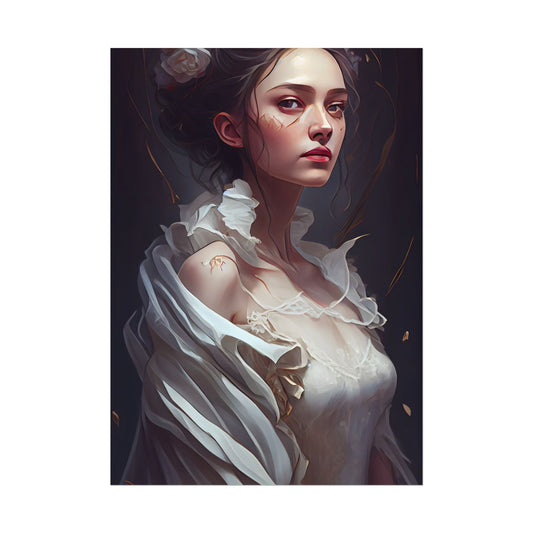 Beautiful Brown Hair Portrait: Woman in a We Artwork - Poster