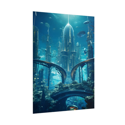 Underwater City of the Future: Sleek Modern Architecture - Poster