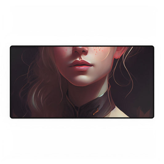 Astonishing Blonde Portrait: Artistic Beauty in Darkness - Desk Mat