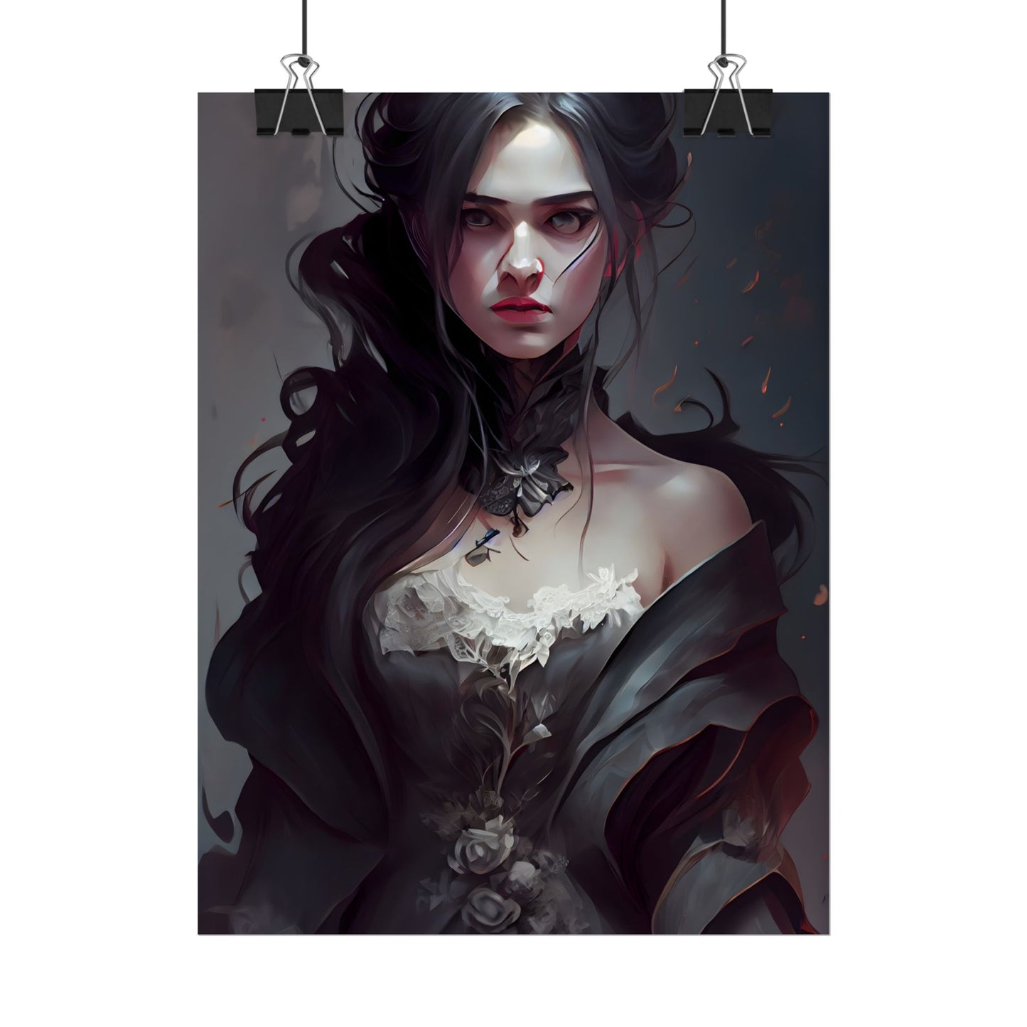 Black Haired Female Portrait: Elegant Outdoor Beauty - Poster