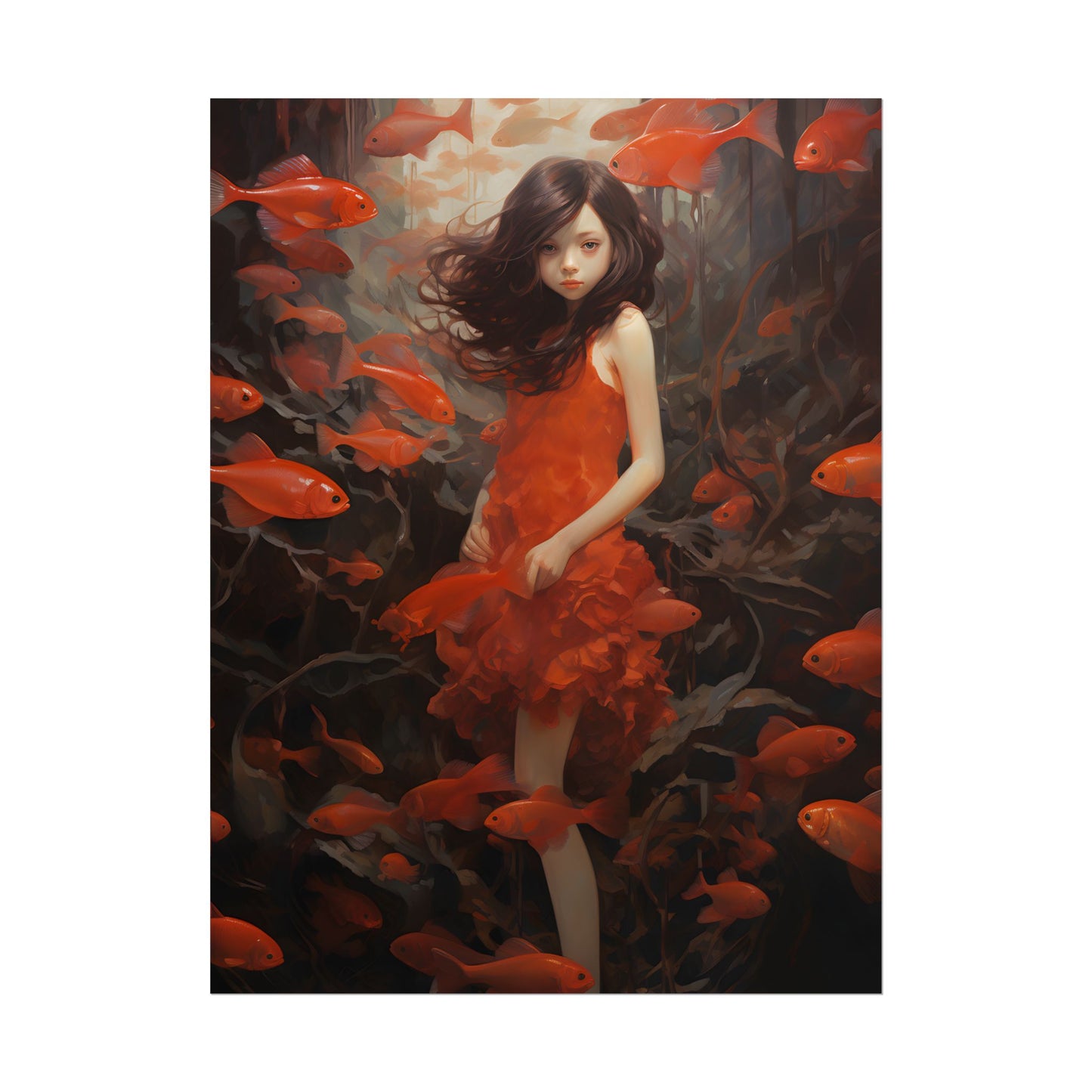 Simple Orange Still Life: Casual Wooden Table Art - Poster