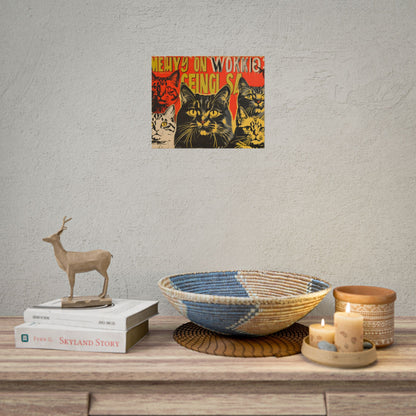Whisked Away: A Soviet-Inspired Poster Featuring Multiple Feline Friends - Poster