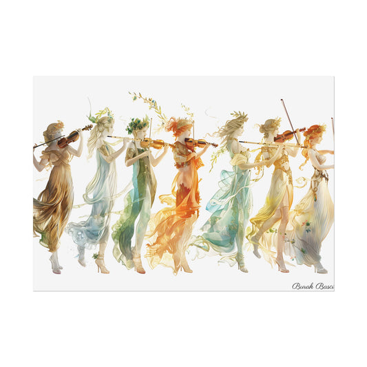 Ethereal Greek Goddesses: Serene Stylized Art - Poster
