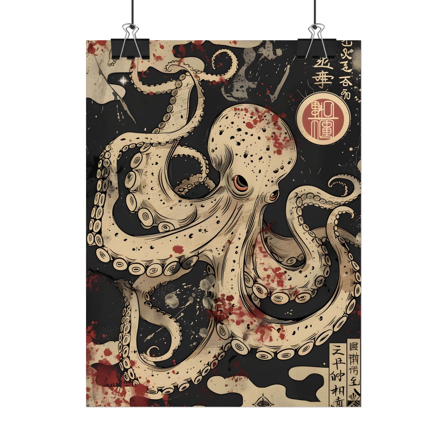 Stylized Japanese Octopus: Minimal Artwork - Poster