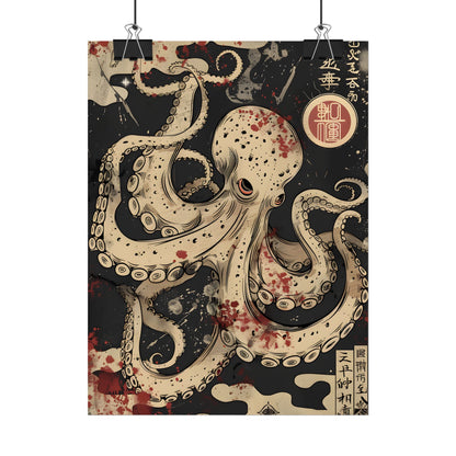 Stylized Japanese Octopus: Minimal Artwork - Poster