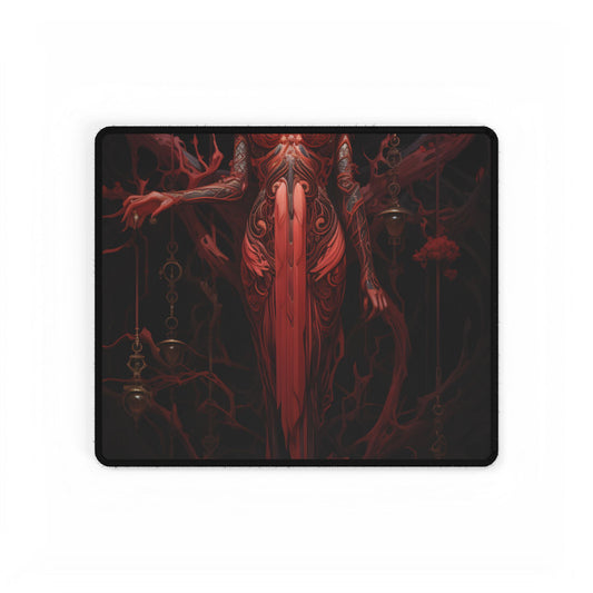 The Enigmatic Guardian: Mysterious Statue Sculpture - Desk Mat