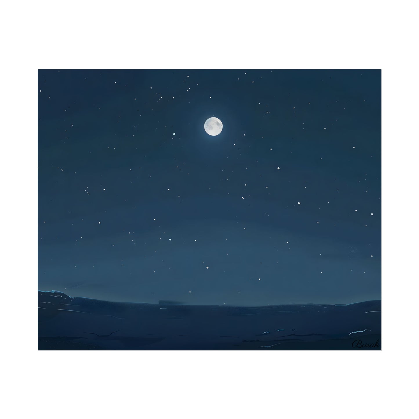 Starry Night Sky: Minimalist Beauty in Blue - Poster
